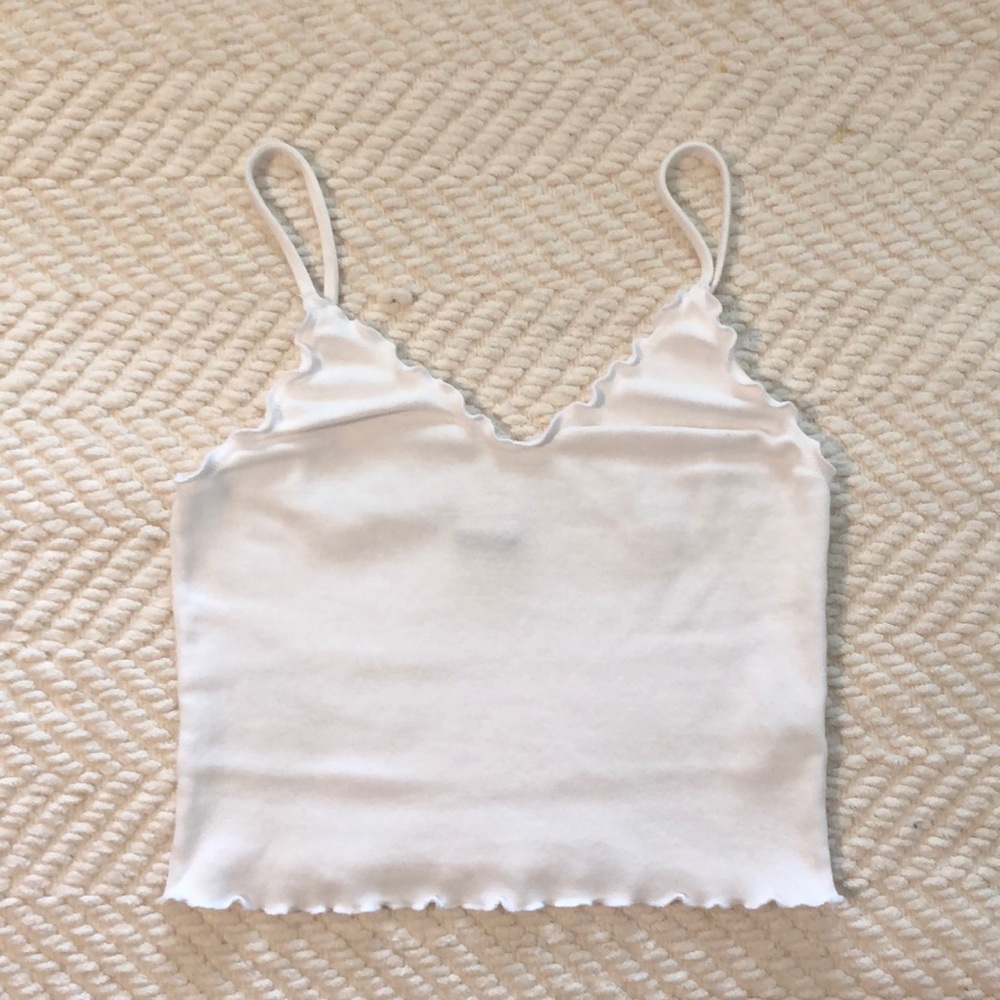 Brandy Melville Nicolette ruffle white tank top